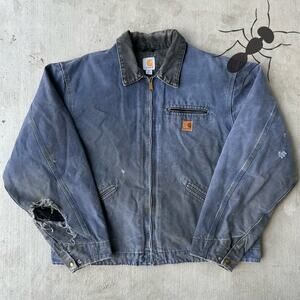 Vintage Y2K Carhartt j97 DPB blue detroit work wear jacket